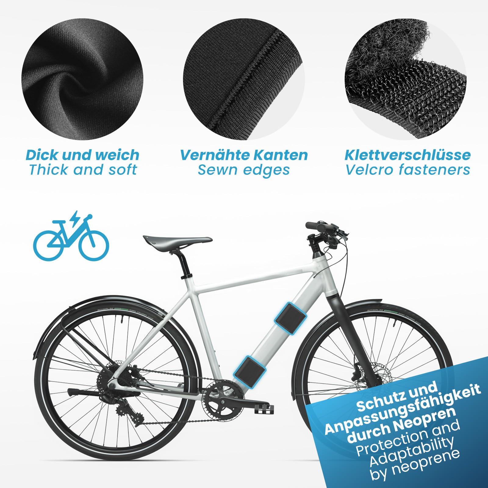 4 Protections Cadre Vélo En Néoprène 5mm - Anti-Rayures Pour Porte-Vélos - Compatible Carbone Et Tous Vélos