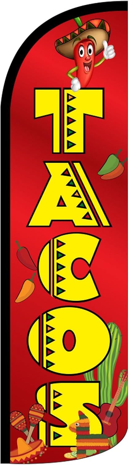 NEOPlex - "Tacos 12-Foot King Size (Windless) Swooper Feather Flag Only