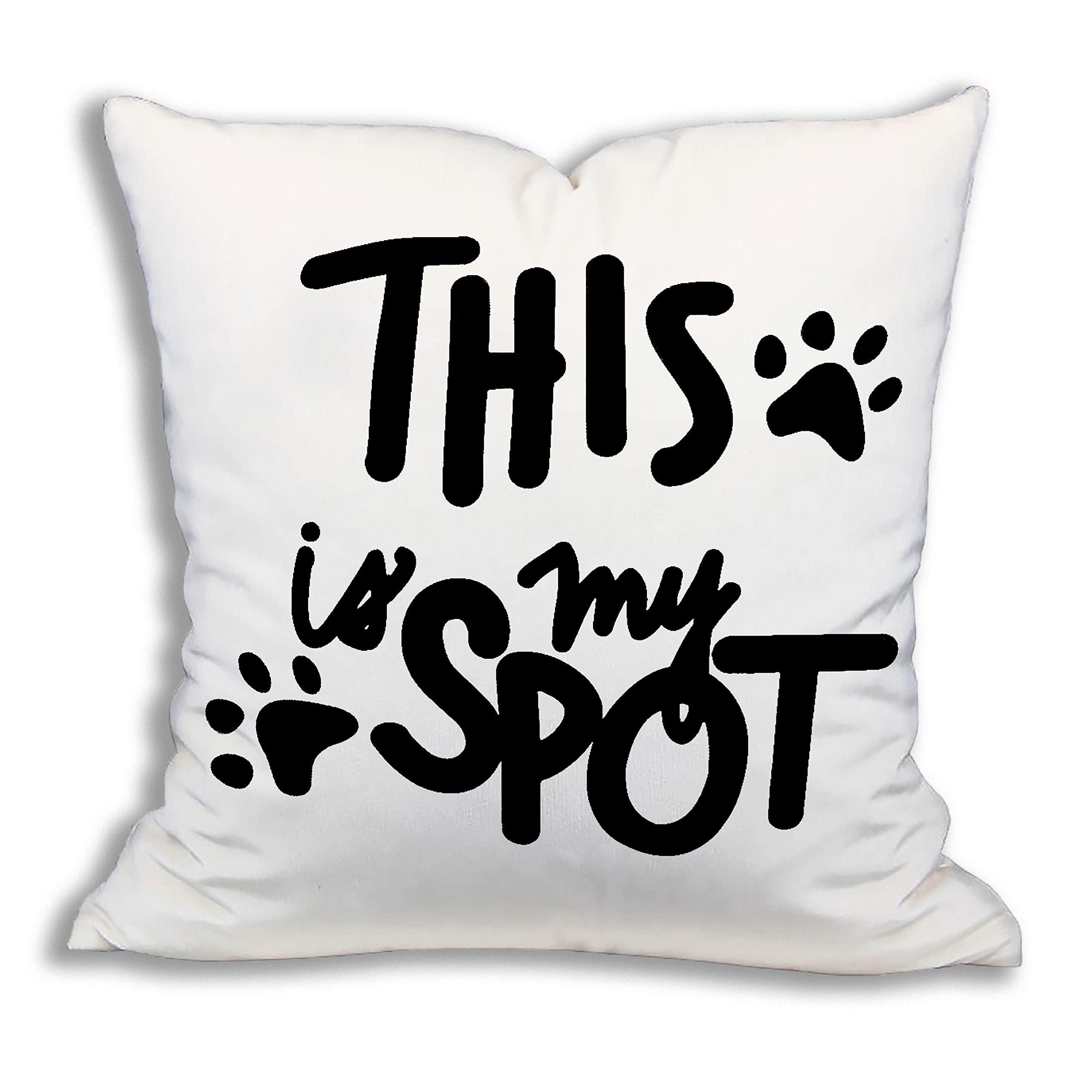 TopXmaiThis is My Spot Dog Cat Paw Prints Soft Pillow Cover Funny Pet Paw Decorative Pillowcase Pet Lover Farmhouse Decor Decorations for Home Bedroom Sofa Room Flannel Pillow Case 18 x 18 Inch