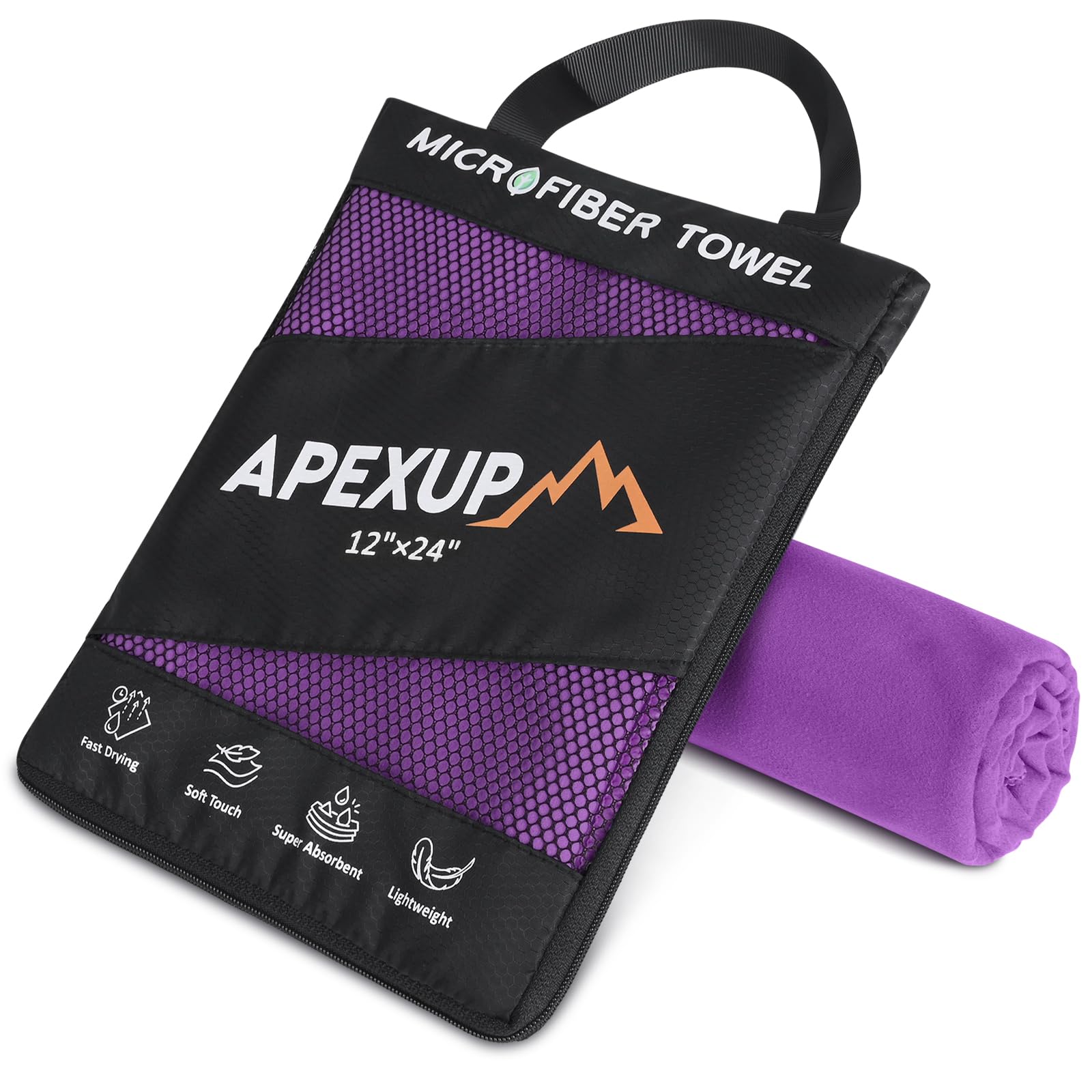 APEXUP Microfiber Travel Towel, Ultra Absorbent Quick Dry Towels, Lightweight Gym Sports Camping Towel for Workout, Yoga, Beach, Shower, Swimming (24"