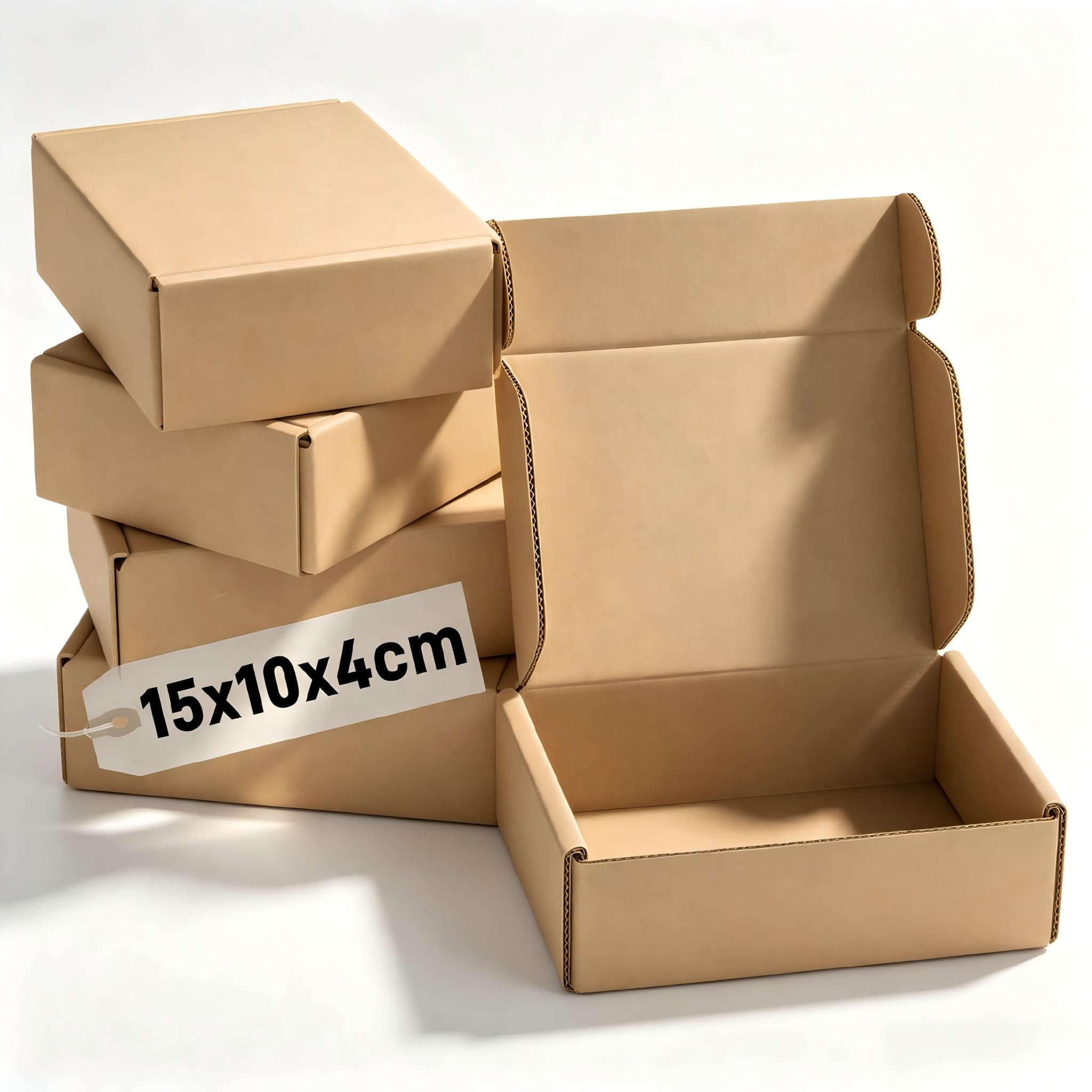 Maxibrief Großpackung 15x10x4cm, 800 Wellpappkartons | Glatte braune Kartonoberfläche zum einfachen Beschriften mit Stiften oder Aufklebern für klare Sendungsmarkierung