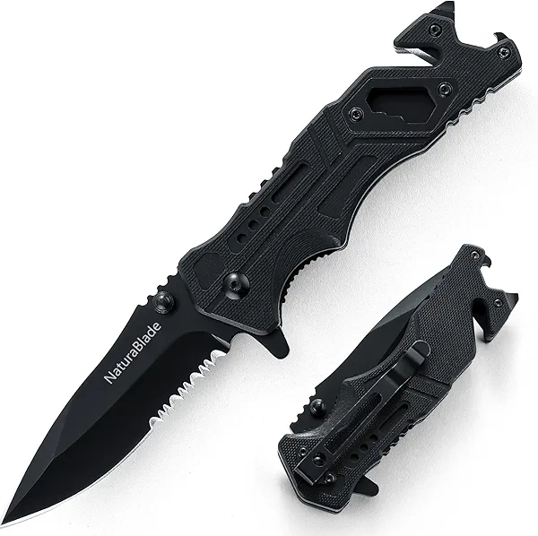 NaturaBlade Pink Pocket Knife for Women, Pocket Knife with 3'' Serrated Folding Blade, Multi Tool pocket Knife 440 Stainless Steel EDC Folding Knife for Cutting, Camping, Hiking