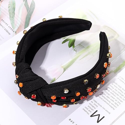 Miniatura 2 de HEIDKRUEGER Diademas anudadas de Halloween para mujer, diadema adornada de calabaza y maíz para Halloween, accesorios para el cabello