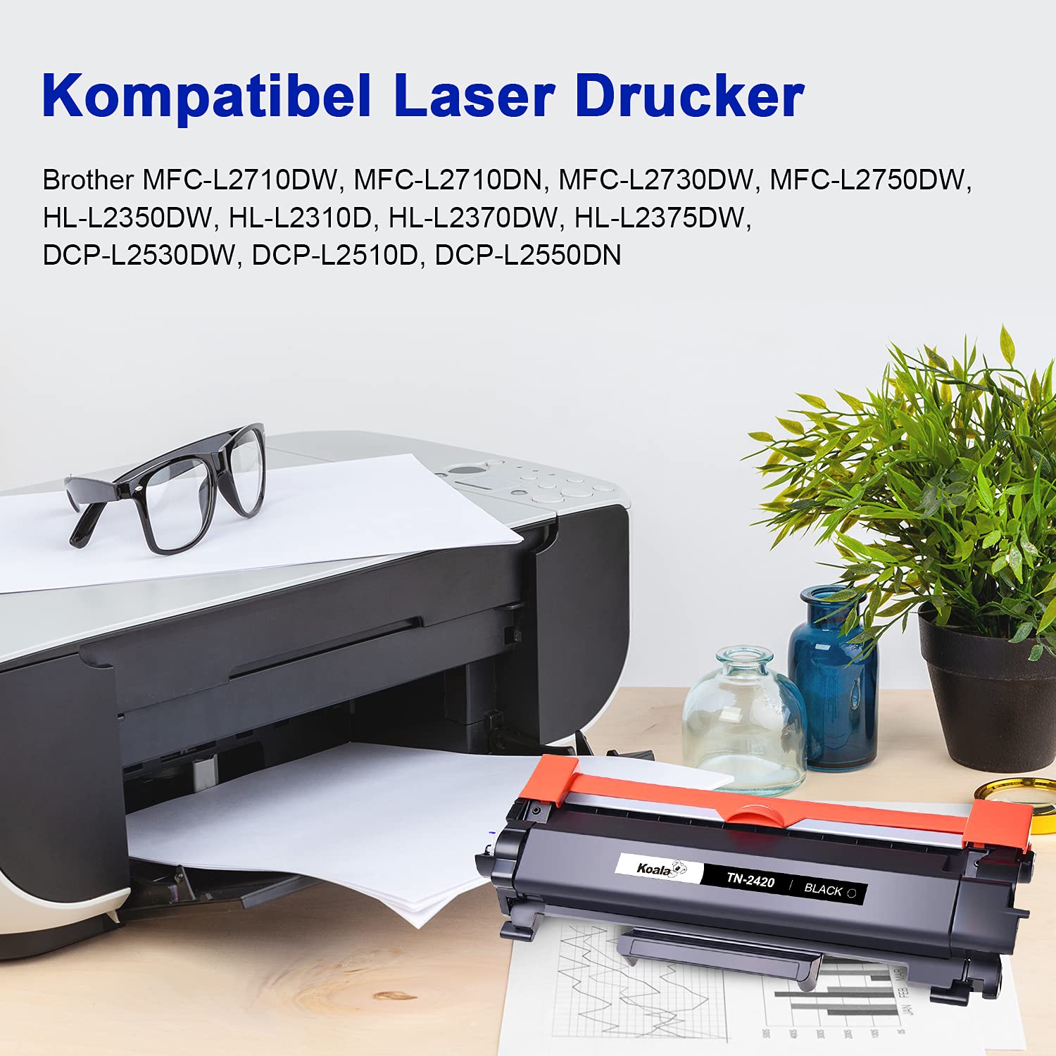 Koala TN2420 Compatibili Cartucce di Toner Sostituzione per Brother TN2420 TN2410 per MFC-L2750DW MFC-L2710DW MFC-L2710DN DCP-L2510D DCP-L2550DN HL-L2375DW HL-L2310D HL-L2370DN Nero, Pacco din 2