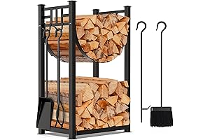 AMAGABELI Garden & Home Fireplace Tools with Wood Rack