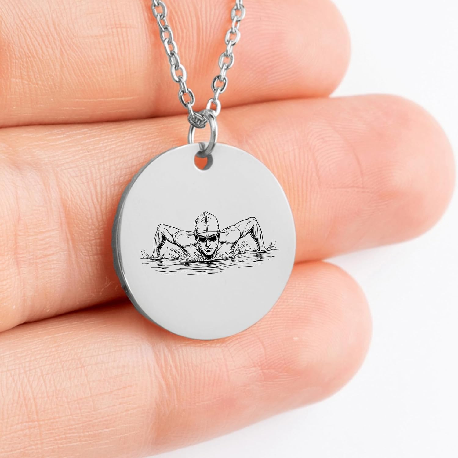 Swimming Necklace - Elegant Swimmer Pendant - Swimming Jewelry - Aquatic Sports Gift - Handcrafted Swim Charm for Women