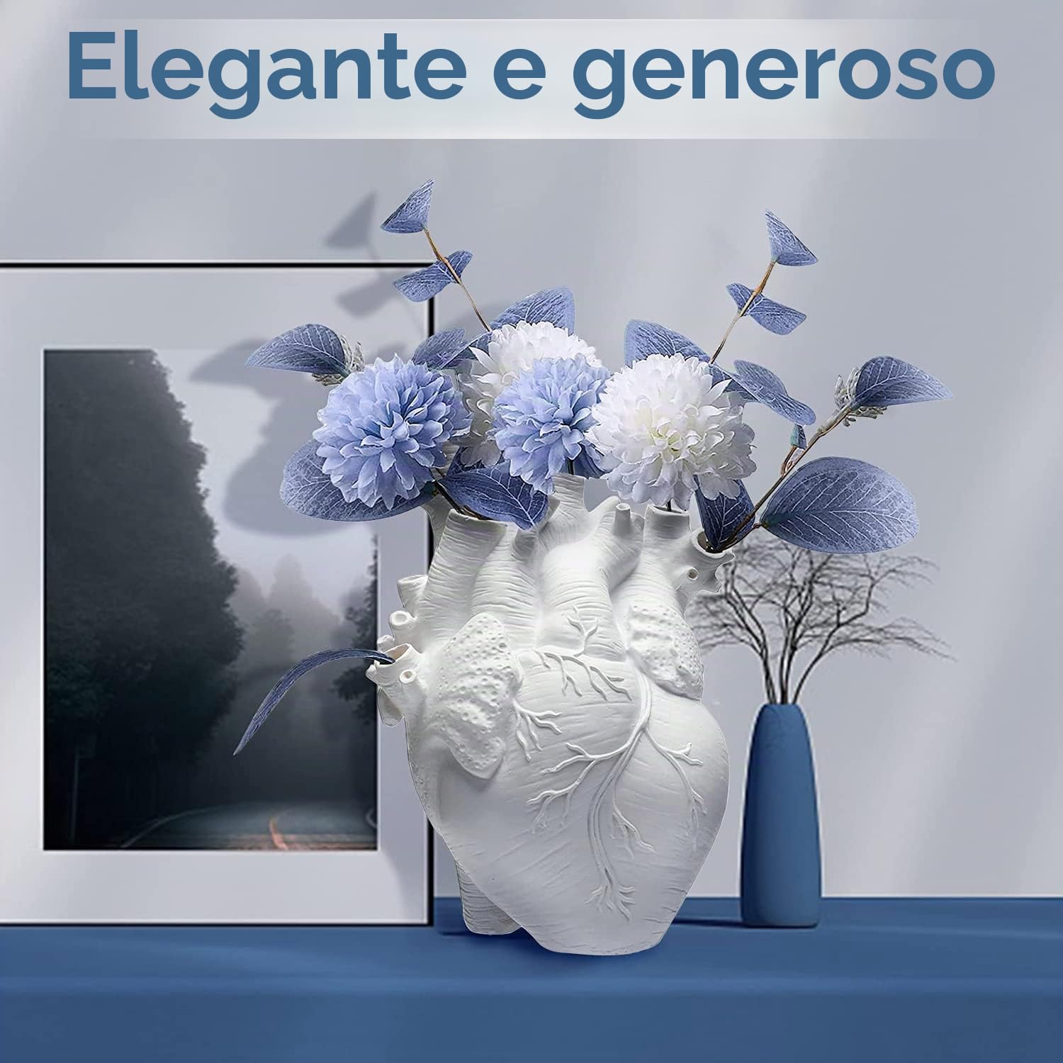 Vaso anatomico a forma di cuore in resina bianca per decorazione moderna della casa, regalo per diverse occasioni