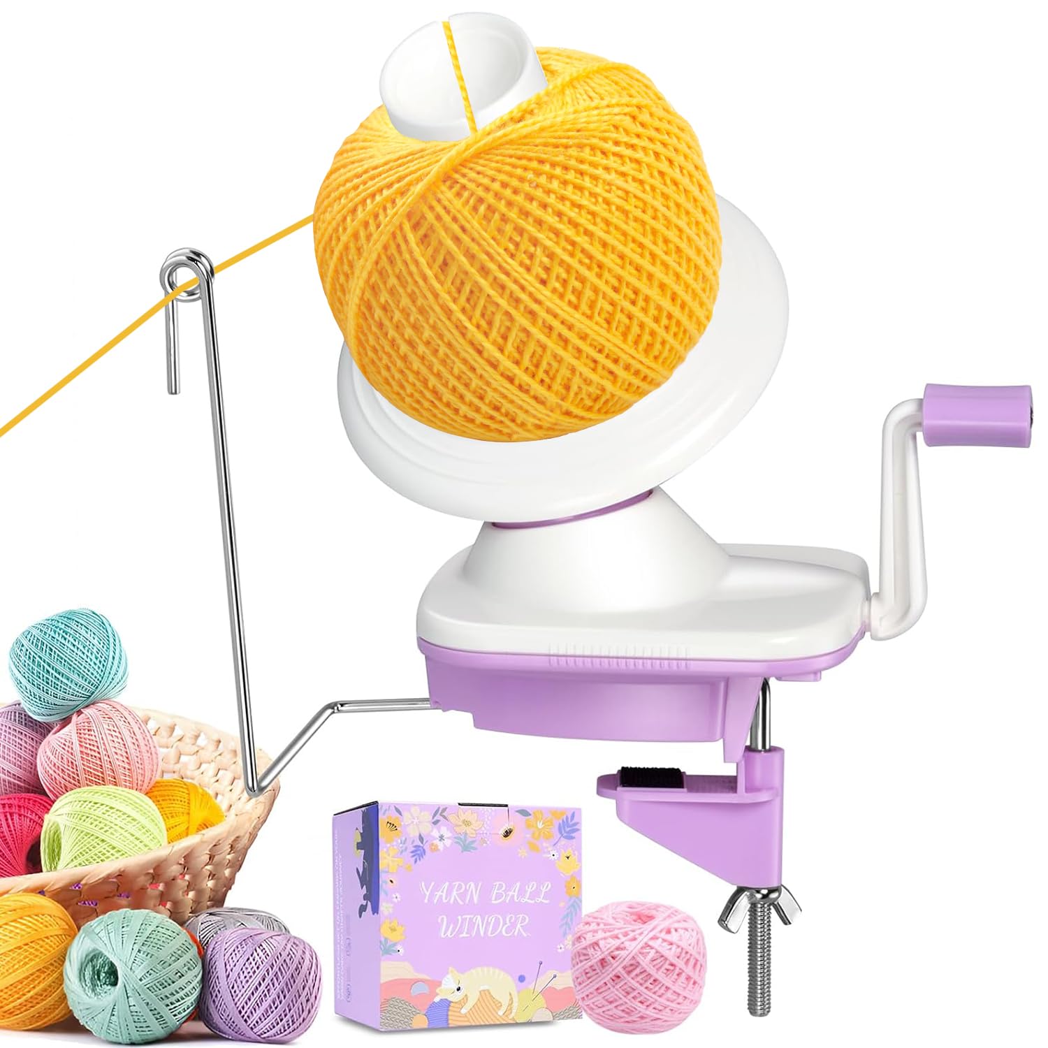 Uotey Yarn Ball Winder Hand Operated, Yarn Cake Wool Winder, Purple Yarn Ball Winder for Crocheting and Knitting, Wool Winder Holder Knitting Yarn Winder, The Helper for Knitting Enthusiast-image-39