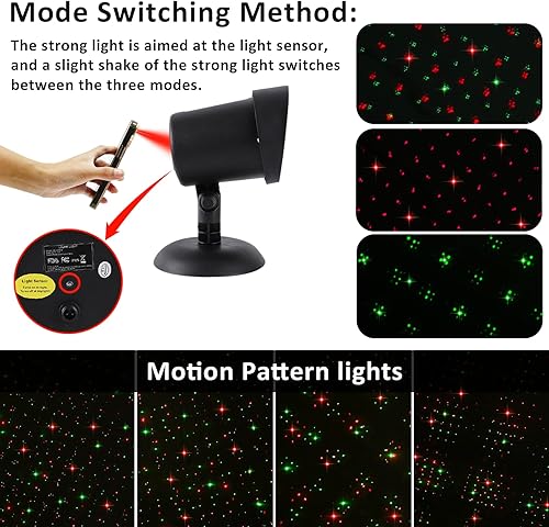 Miniatura 5 de Proyector láser de Navidad para exteriores, luz de proyector de Navidad impermeable al aire libre, foco de paisaje rojo y verde con estrellas de