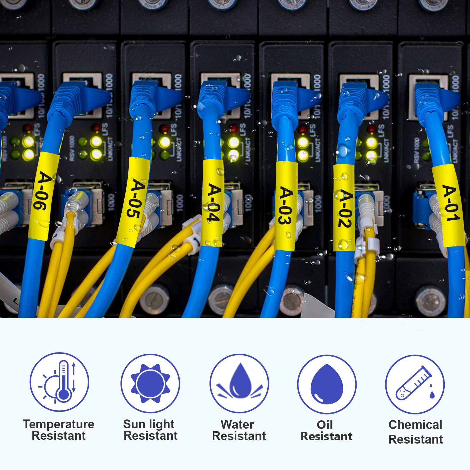 Pristar 3x Reemplazo de Tubo Termorretráctil Compatible para Brother Ptouch HSe-621 HSe621 HSc-621 8,8mm Negro sobre Amarillo para Brother PT-E110VP PT-E550W PT-E100 E300 D210VP D600 E310BTVP E560BTVP
