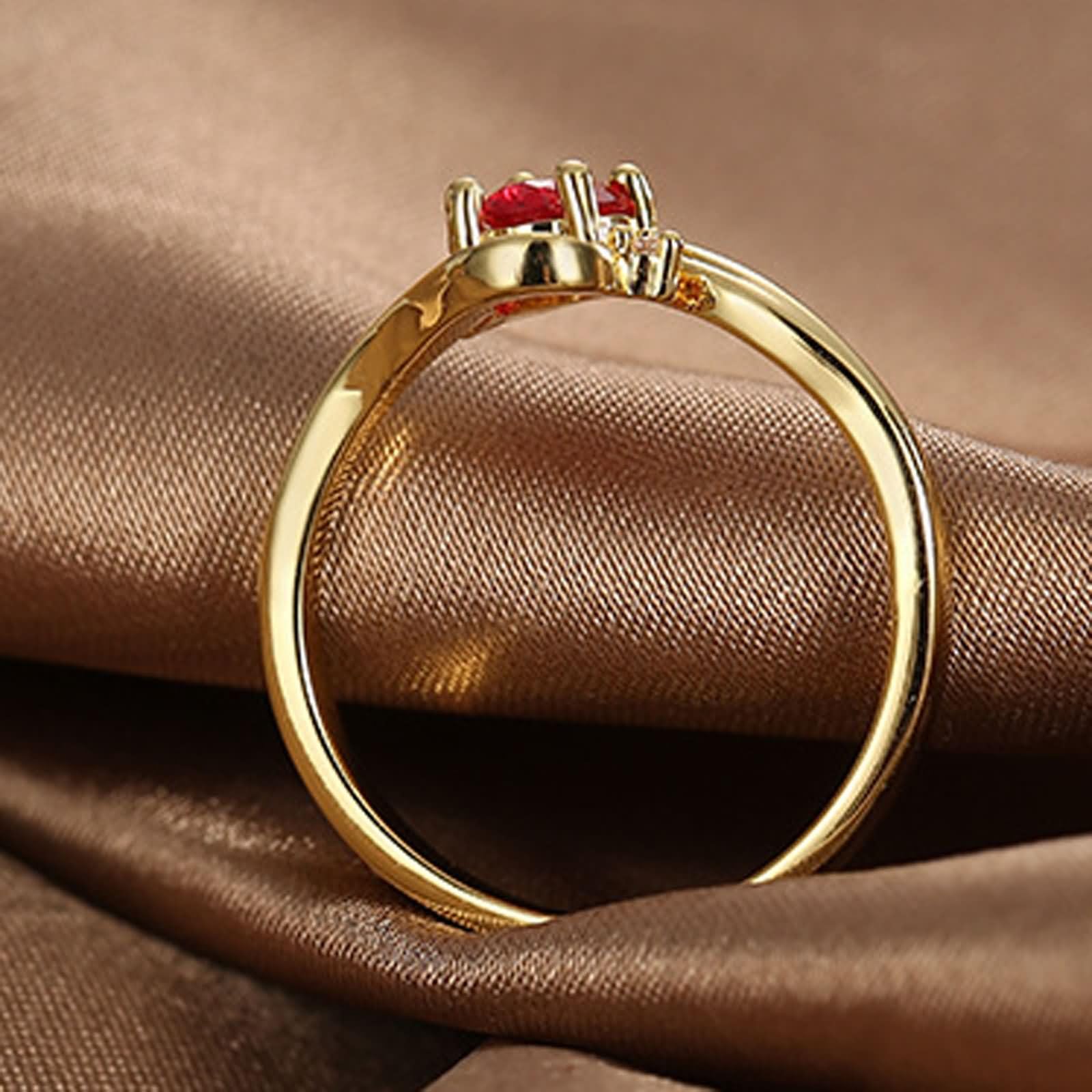 Beydodo Anillos de Compromiso de Oro de 9 14 18 Kilates Mujer con Oval con Rubí Creado y Moissanita, Anillo Oro de Compromiso Mujer