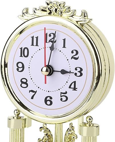 Miniatura 3 de GOTOTOP Relojes de repisa de estilo europeo retro para sala de estar, dormitorio, oficina, decoración del hogar, 4.3 x 6.7in, dorado (dorado)