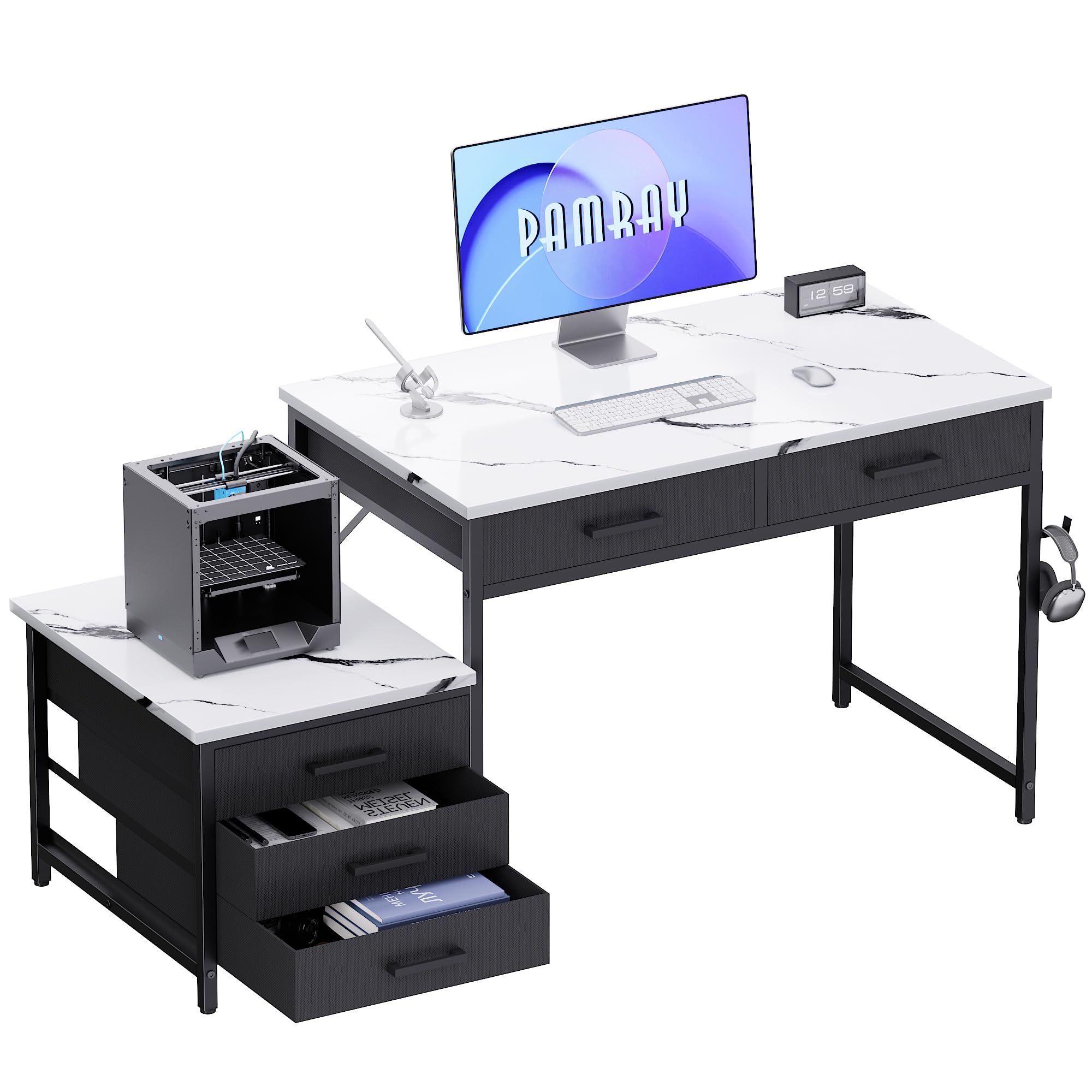 View 1 of **use for parts only**Pamray 47 inch Small Computer Desk with 5 Drawers for Study Writing