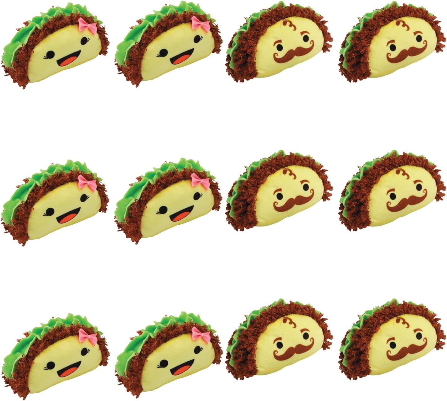 Fun Express Taco Plush Set of 12 - Cute Small Stuffed Animals Food Plushies for Taco Party Decorations | Fiesta Party Favors & Mexican Toys for Kids Birthday Celebrations | 5 Inch Soft Plush Food