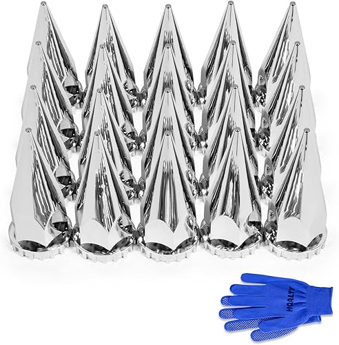 HQALTY 20 cubiertas para tuercas de llanta de 1.260 in1.299 in, cubiertas de tuercas de espiga de plástico ABS cromado antioxidante roscado para