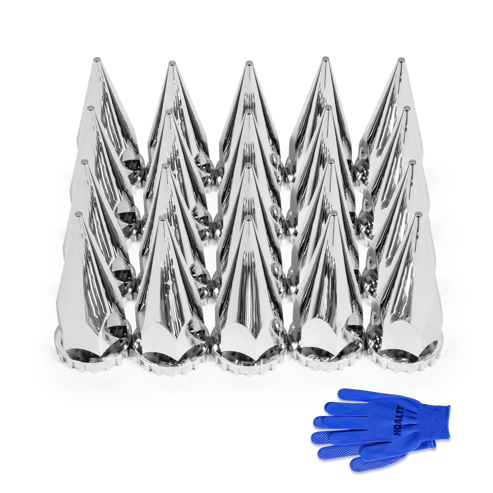 Photo 1 of HQALTY 20Pcs Lug Nut Covers 32mm/33mm Spike Nut Covers ABS Chrome Plastic Anti-Rust Thread-on Pointed Nut Cover Caps for Semi Truck