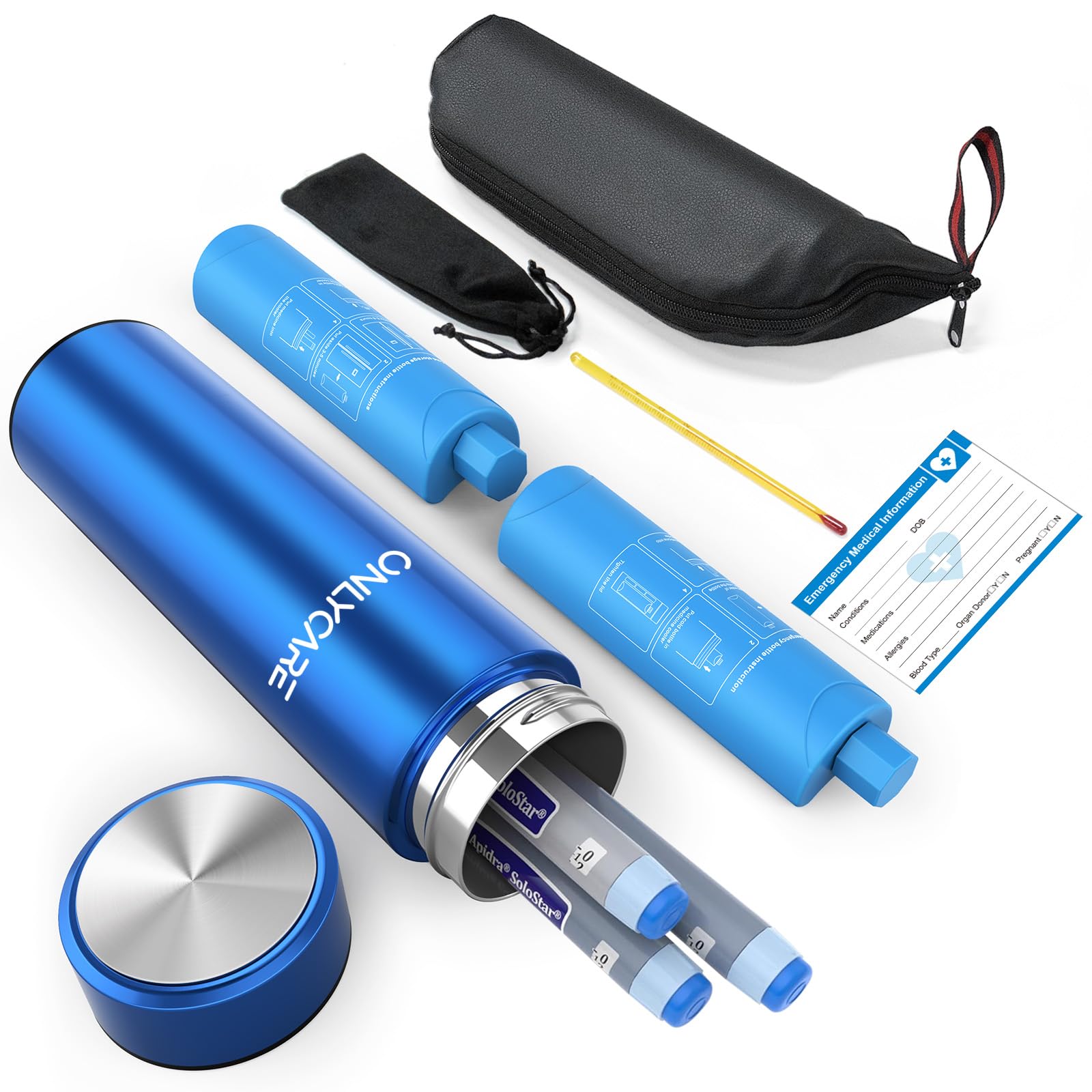 ONLYCARE Insulin Cooler Travel Case,60H(3-7 Pens), TSA Approved Medication Cooler for Travel, Diabetic Insulin Cooler with Gel Ice Pack, Anti-Freeze Medicine Travel Cooler Bag with Medical Alert Tag