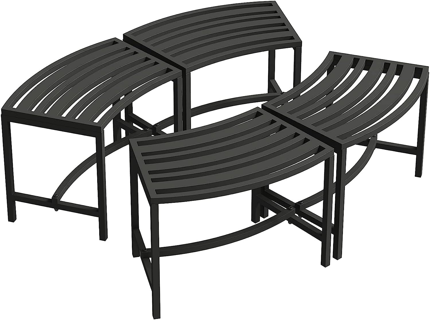 Heavy Duty Curved Fire Pit Bench, Metal Outside Bench, Outdoor Fire Pit