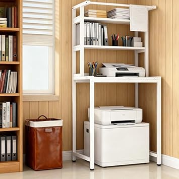 Washing Machine Rack & Storage Cabinet, 3-Tier Over The Washer and Dryer Shelf with Hanging Rod for Bathroom & Laundry(C,White_Three Layers)