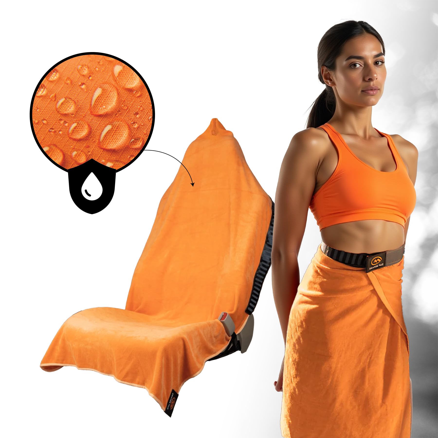Orange Mud 3in1 Transition Wrap 2.0, Sporthandtuch + Autositz-Cover + Umzieh-Hilfe, Farbe orange