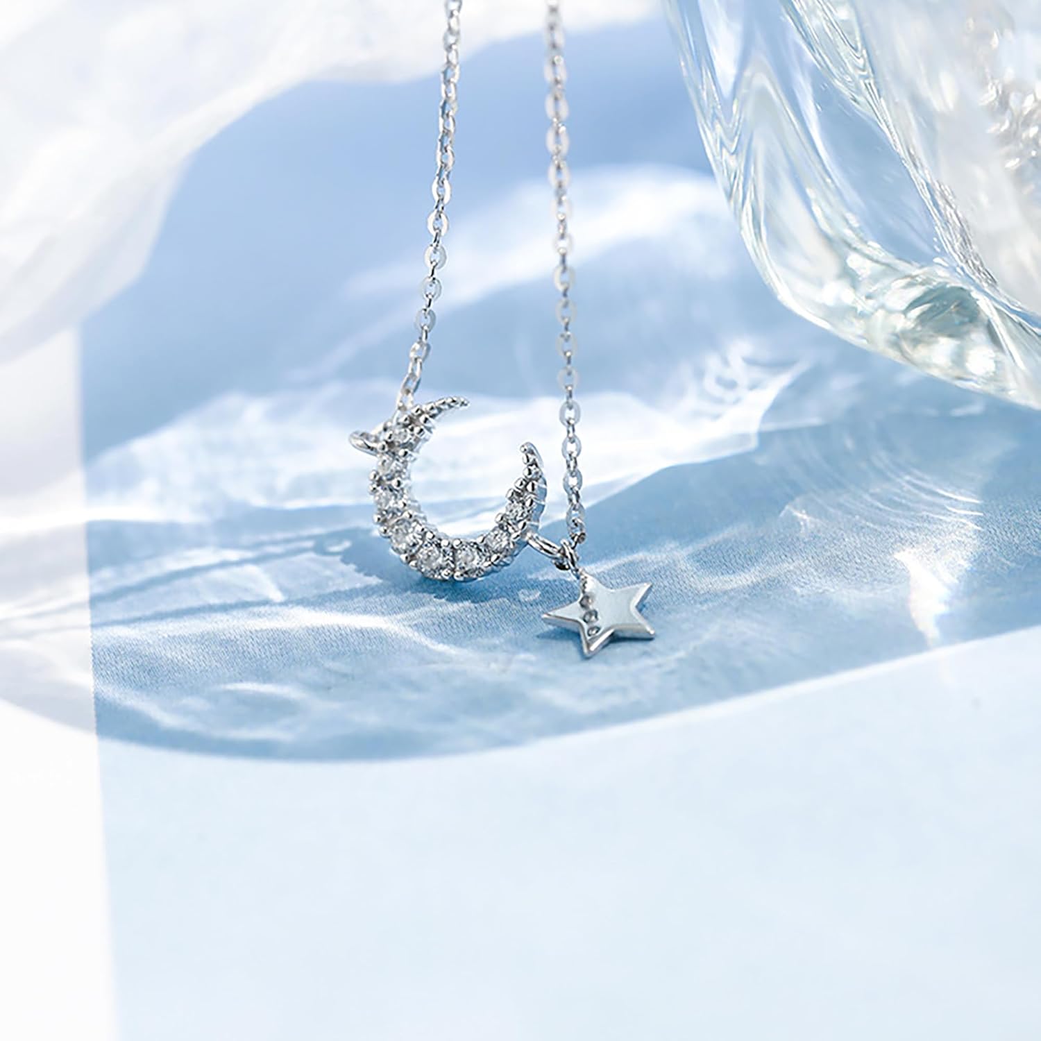 SUYACS 925 Sterling Silver Star Moon Bracelets for Women Dainty 14K Gold Plated CZ Crescent Link Bracelet Lucky Friendship Charm Chain Bangle Jewelry Birthday Gifts for Mom Daughter Friends - Image 5