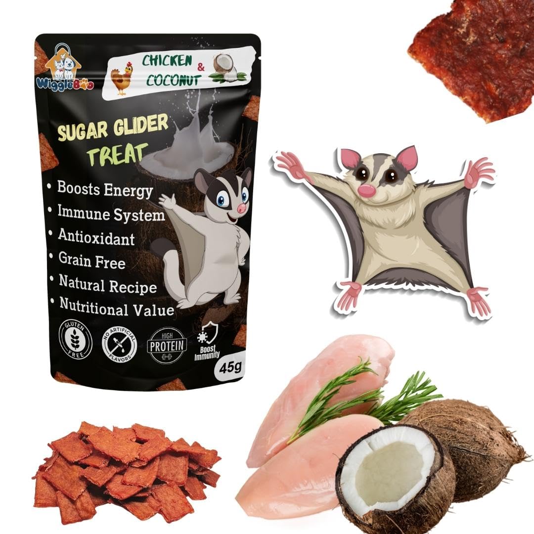 WiggleBoo Chicken & Coconut Suger Glider Treat, Chip, For All Life Stages | Protein Rich | Fiber Rich | Crunchy Healthy Snacks | Training Treat | 45Gm