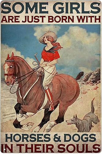 Letrero de metal con texto en inglés "Girl Riding A Horse Stat" (8.0 x 12.0 in)
