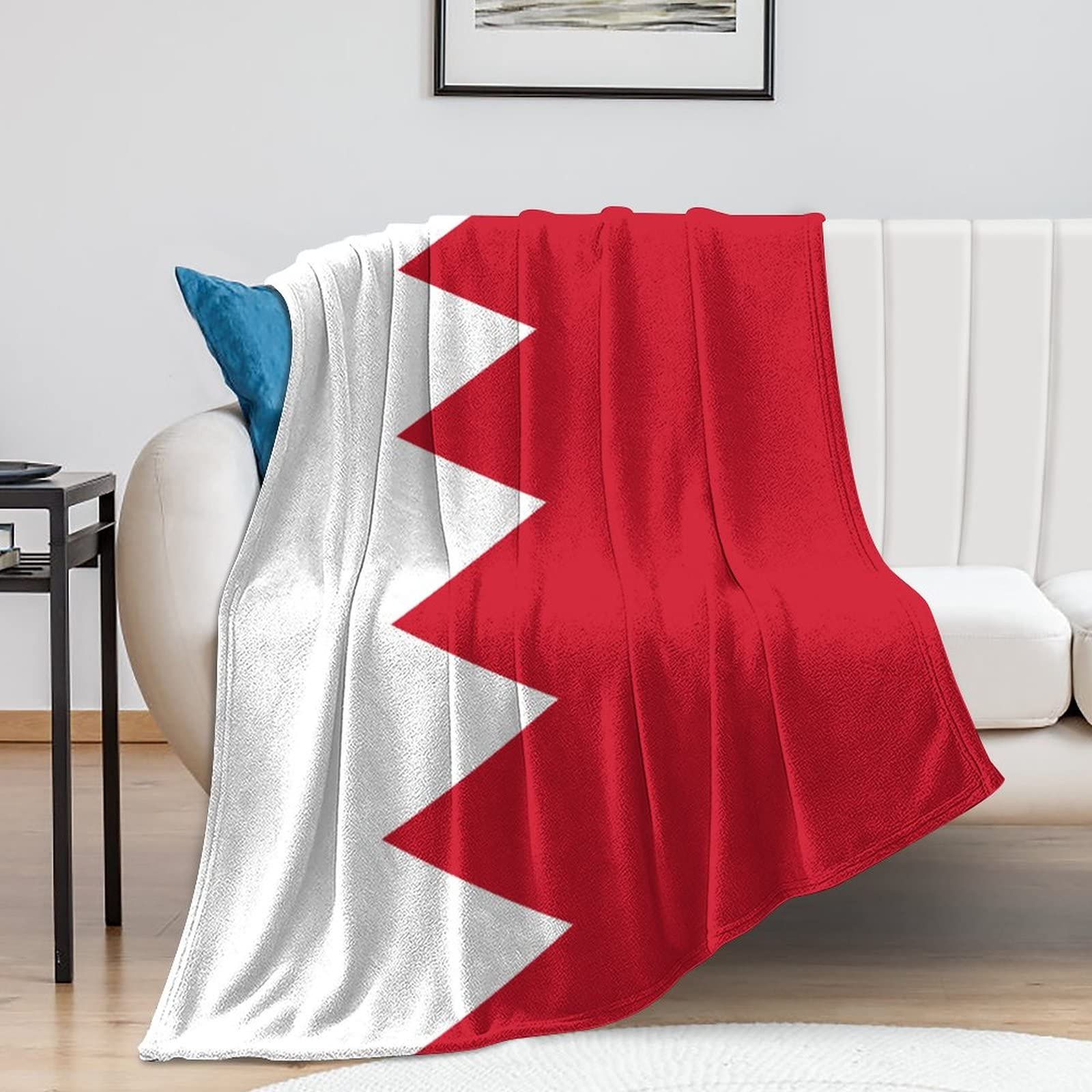 Couverture polaire drapeau Bahreïn fête nationale plaid doux salon 152x203