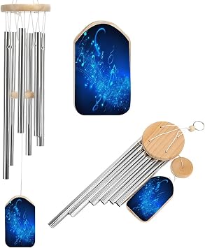 Blue Musical Notes Wind Chimes Soothing Melodic Tones Wind Bell Personalized Wind-Chime Create A Zen Atmosphere Suitable for Outdoor Garden Patio Decoration