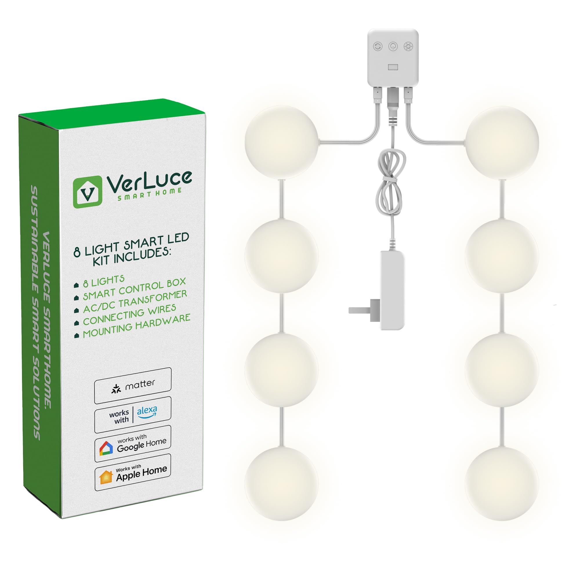 8 Puck Kit - Super Bright Wide Angle Light Spread - Smart Under Cabinet Lighting - 2700K-6500K - 95 CRI - WWA - Works With Alexa, Google, Apple - Matter Certified - Plug-In - Hands-Free Control Box