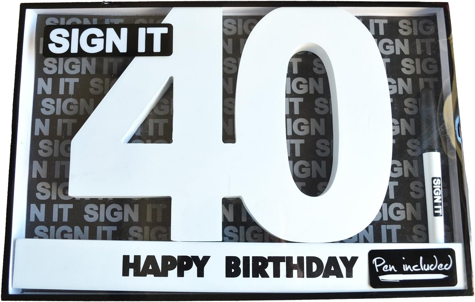 Happy 40th Birthday Wooden Signature Number - Landmark SIGN IT