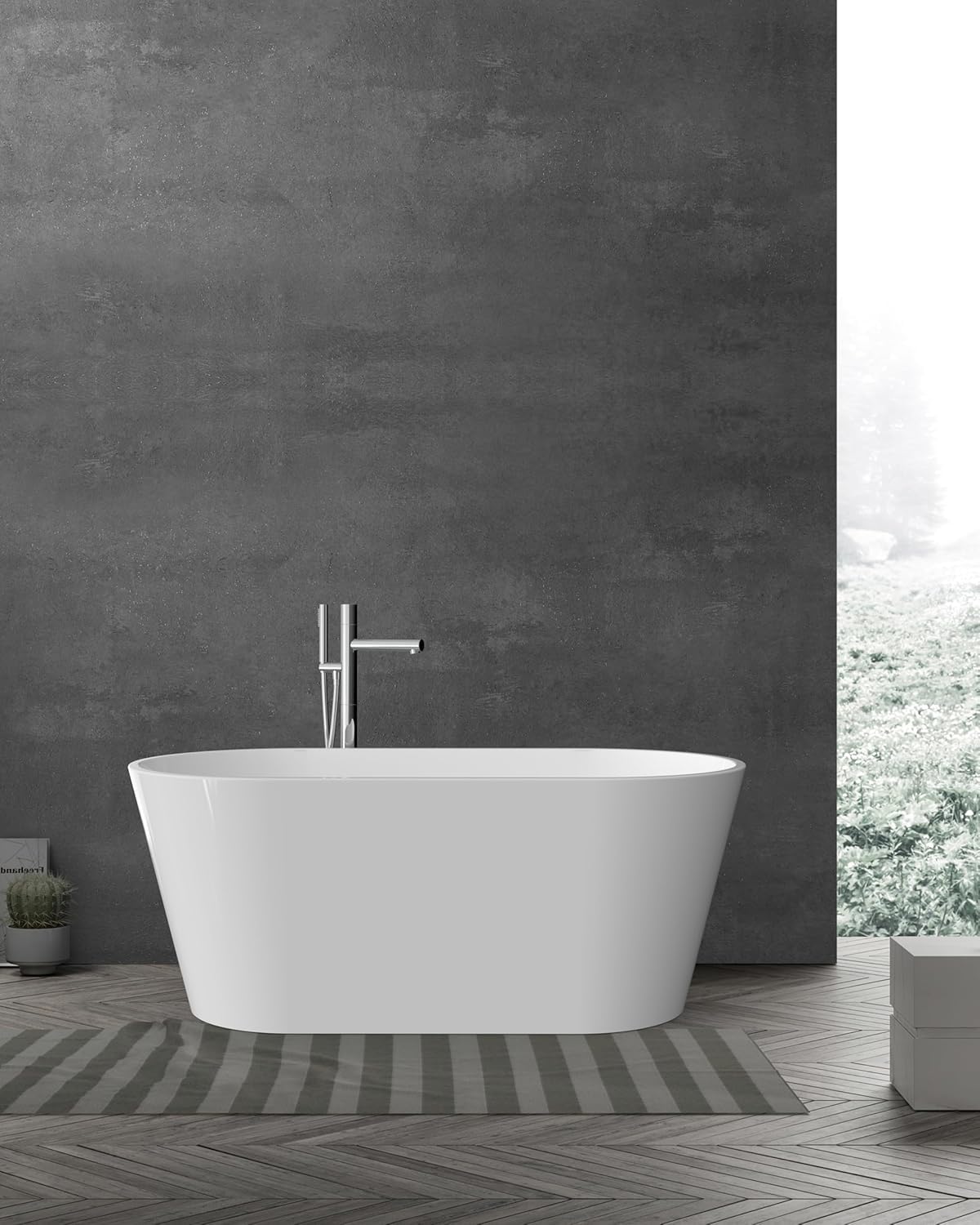 Photo 1 of Freestanding Bathtub 67 inch Acrylic Soaking Tub with Chrome Drain and Overflow, Modern Deep Bath for Bathroom Remodel and Home Spa Relaxation------FACTORY SEALED ------PLEASE BRING TRUCK UPON PICK UP ITEM IS XL