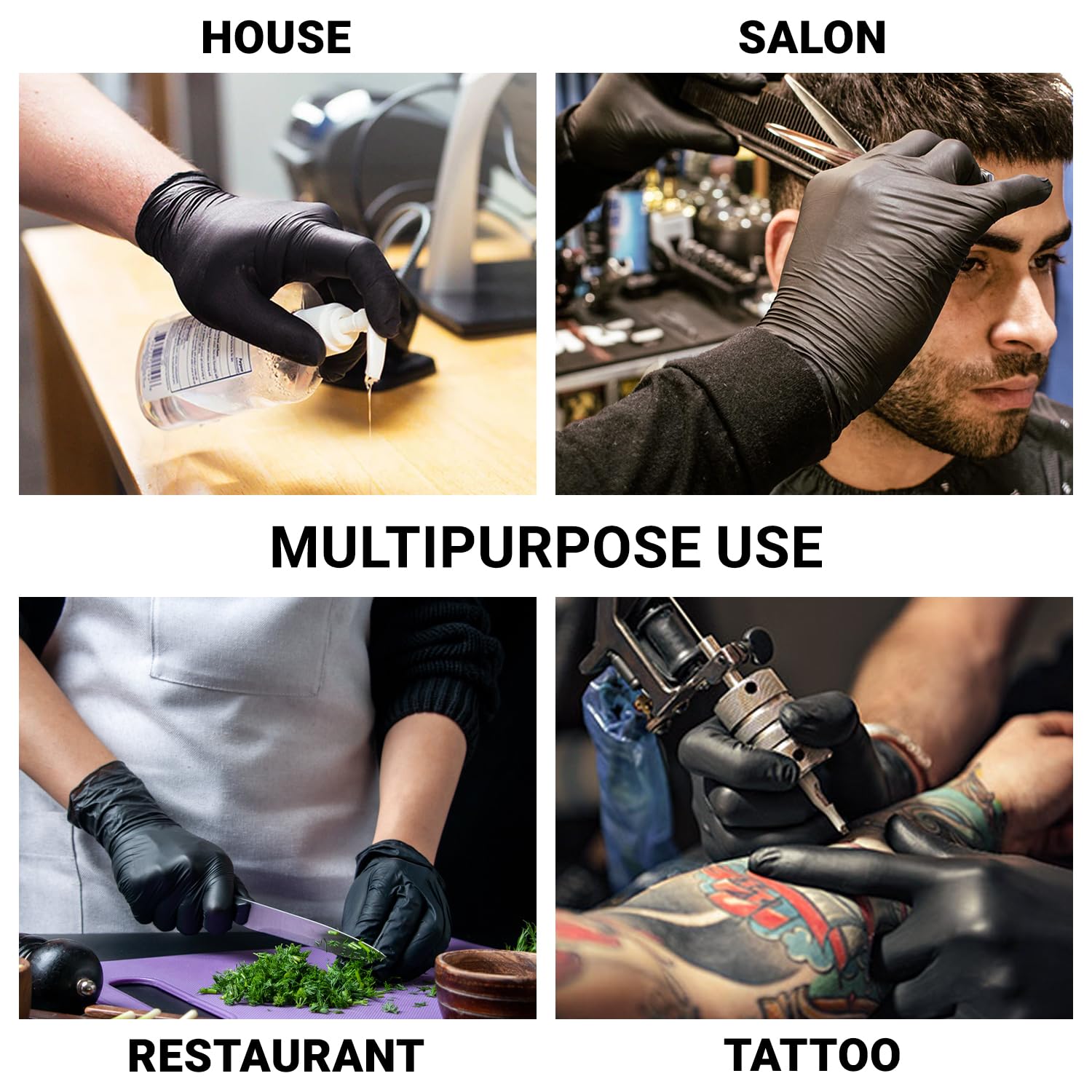 Guanti in nitrile Just Health | Senza polvere, senza lattice, ambidestri, monouso, flessibili e resistenti | Multiuso | Guanti in nitrile neri | Confezione da 1.000 pezzi - Taglia M