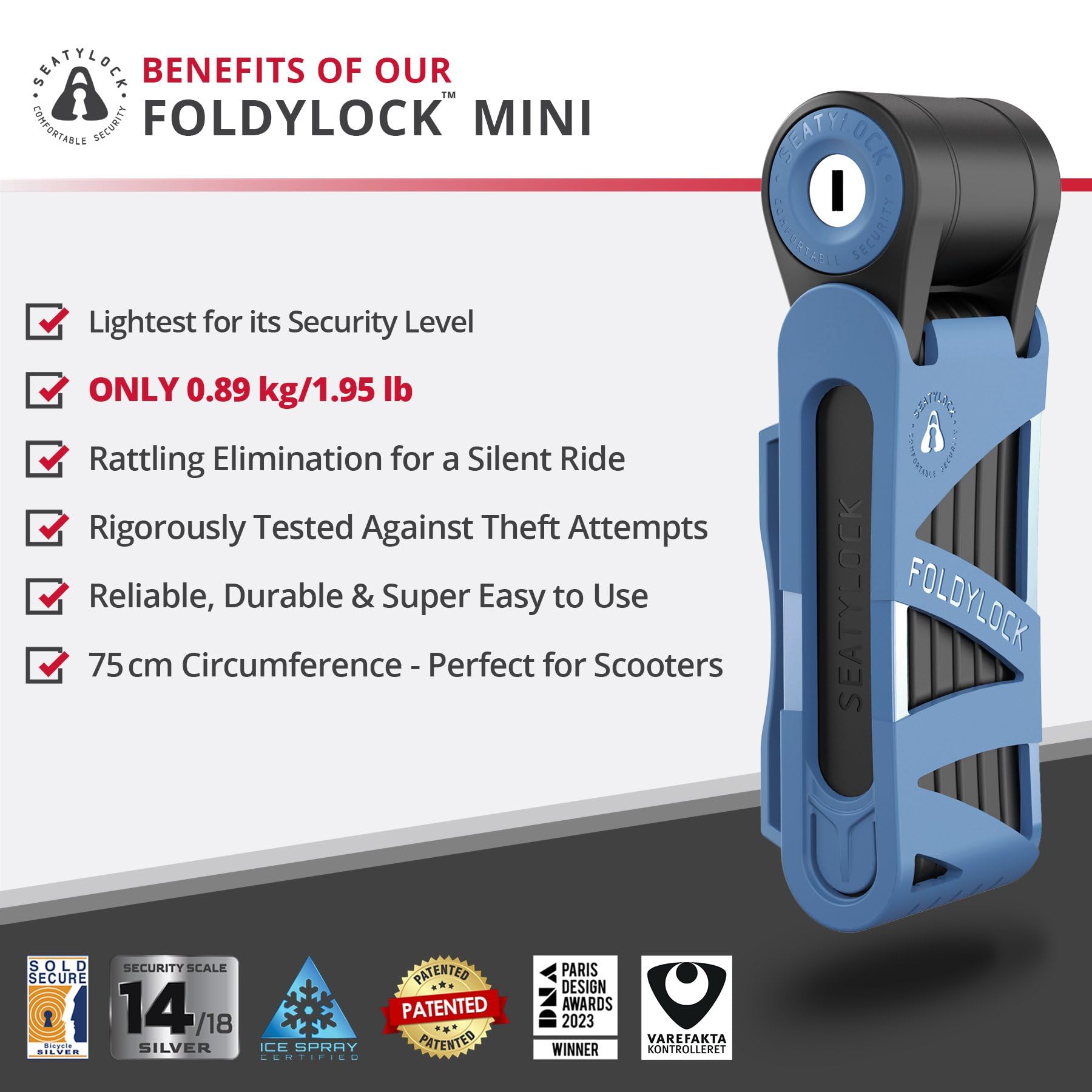 Amazon.com: Seatylock FoldyLock Mini Folding Bike Lock - Patented