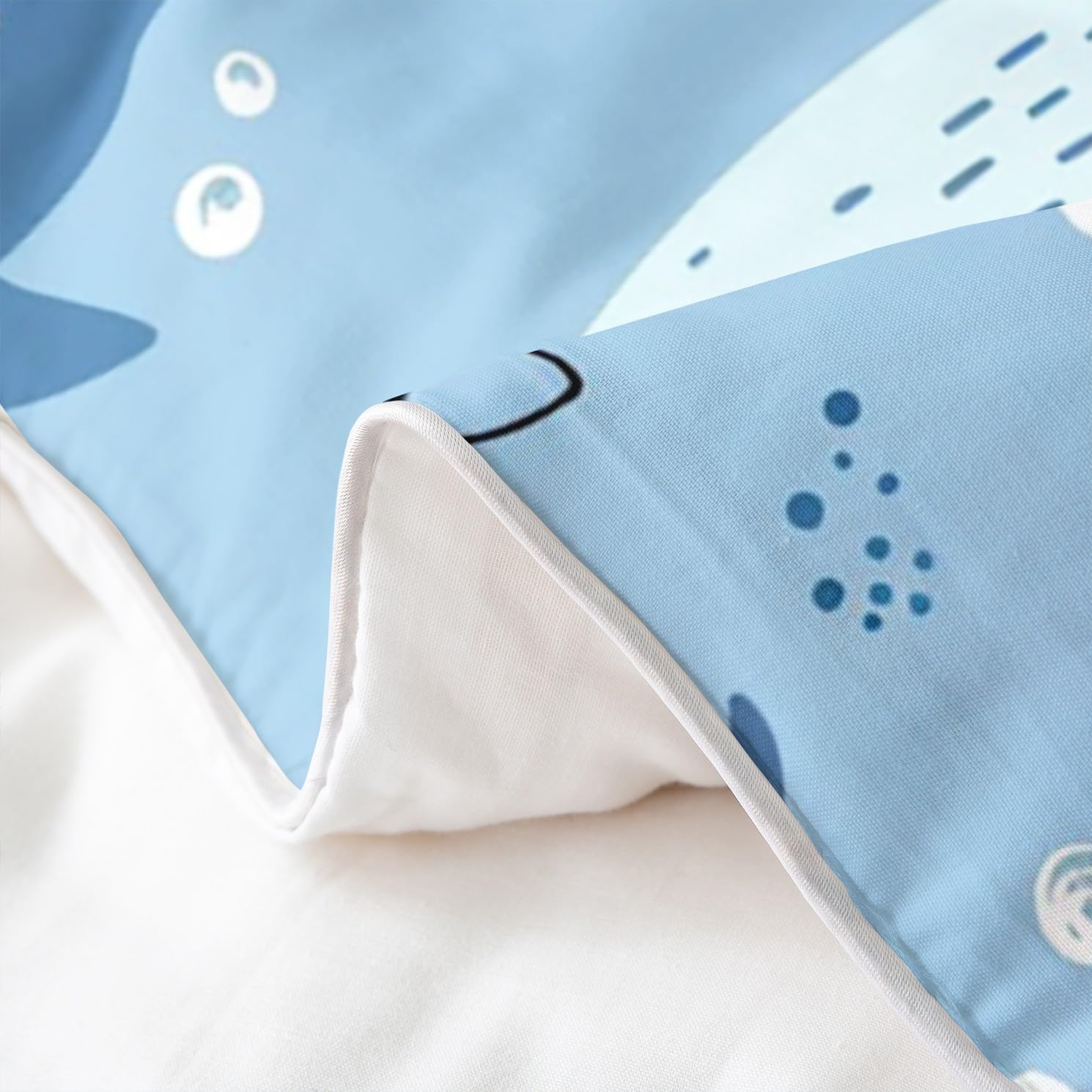 Loussiesd Kinder Wal Baumwolle Bettwäsche Set 135x200cm Jungen Mädchen Fische Bettbezug Set Muscheln Betten Set Unterwasser Welt Meereslebewesen Sealife Bettdeckenbezug