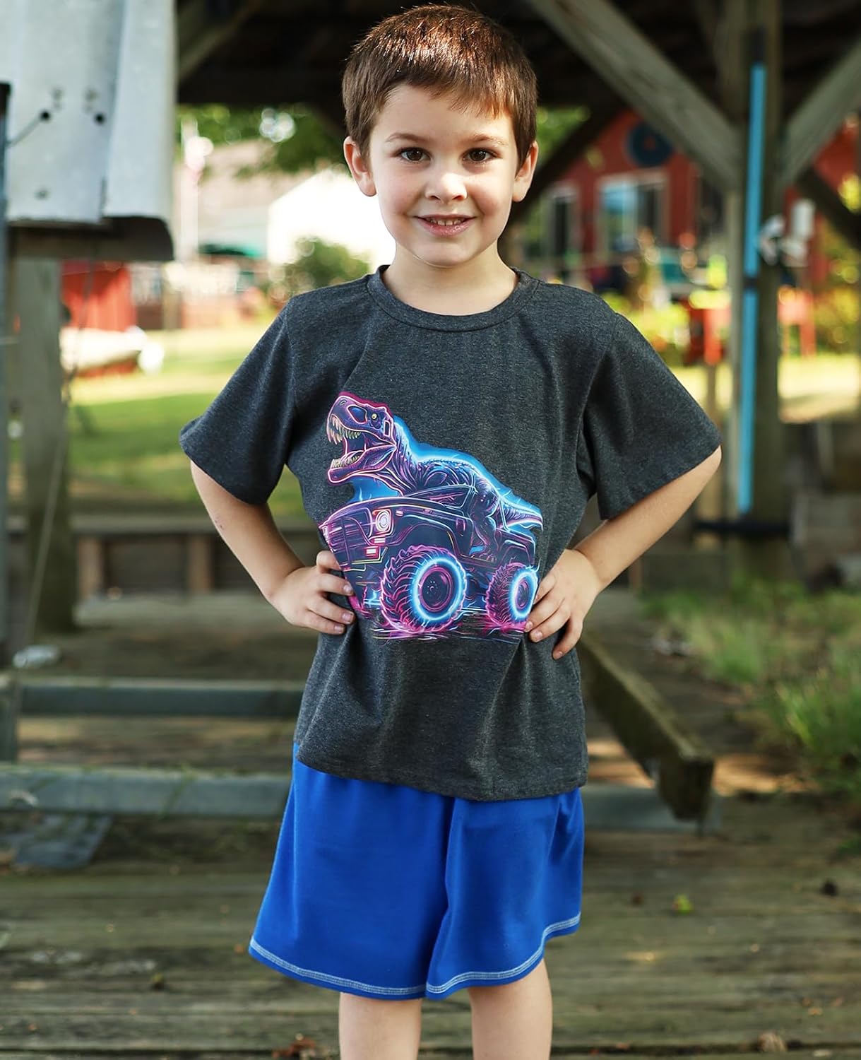 Lovekider Cotton Shirt for 2-6T Boys Truck Dinosaur Toddler Kids T-Shirt Short Sleeve Excavator Construction T-Rex Tee Shirts - Image 2