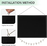 Vista 5 de DOLLAR BOSS - Tablero de corcho negro con lino de doble cara de 16 x 12 pulgadas, para paredes, marco de madera, para colgar, tablero de corcho