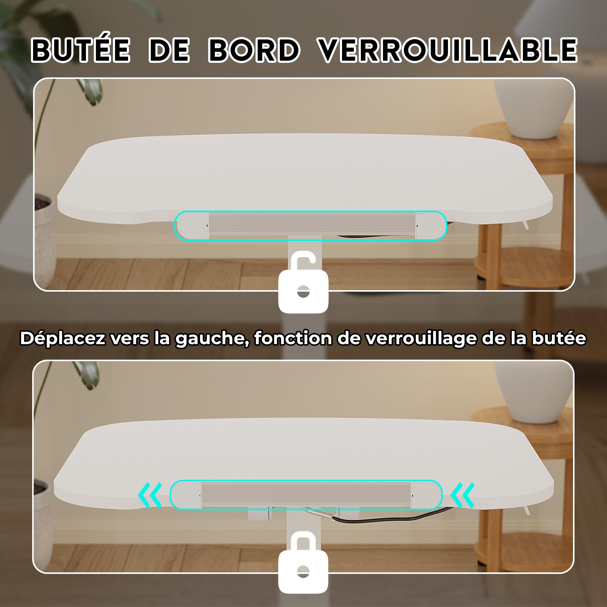 BONTEC Bureau d'Ordinateur Pliable, 65×50 cm, Réglable en Hauteur de 75,5 à 111 cm, avec 4 roulettes Verrouillables, Table d'O appoint Pliante pour Lit, Canapé, Salon, Chambre, Table PC Portable