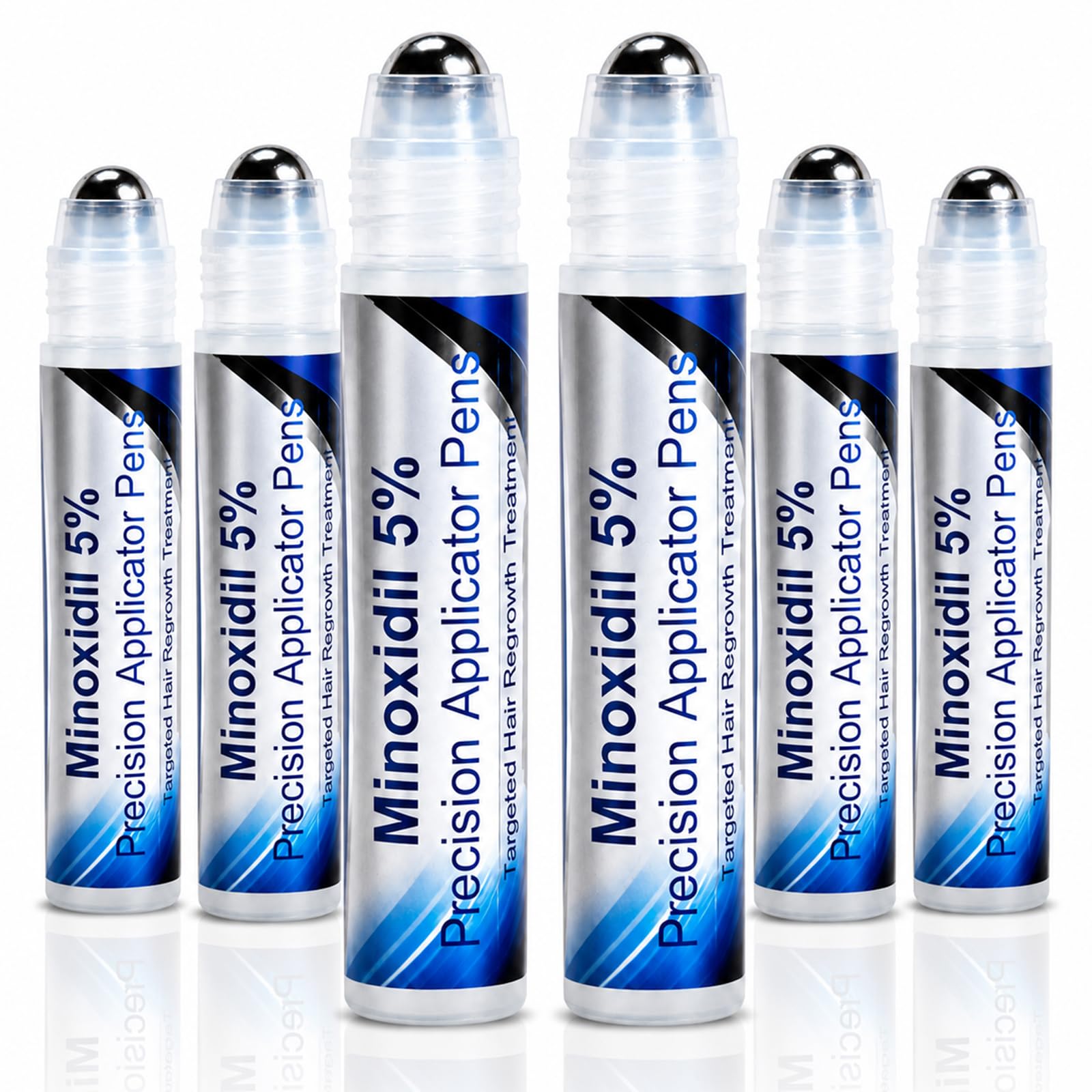 Minoxidil 5% Hair Growth Serum Roll On, Precision Applicator Pens for Men & Women, Topical Hair Regrowth Treatment, Targeted Scalp Application, Easy Dosage Control, 6 Pens x 30 mL