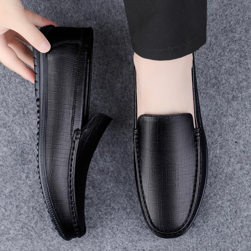Men's Leather Slip-On Mules, Low-Top Round-Toe Slippers, Casual Moccasins, Semi-Loafers, Suitable for Daily Wear and Formal Occasions4