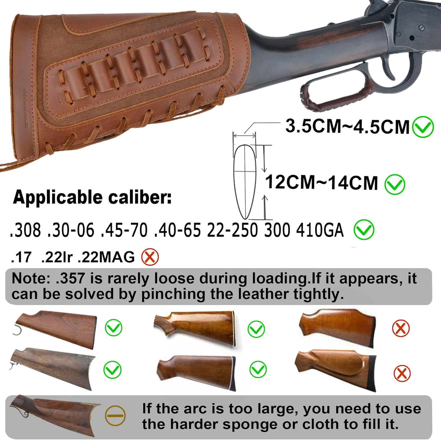 Real Leather Rifles Shotgun Recoil Pad Buttstock Ammo Shell Holder Pouch Case