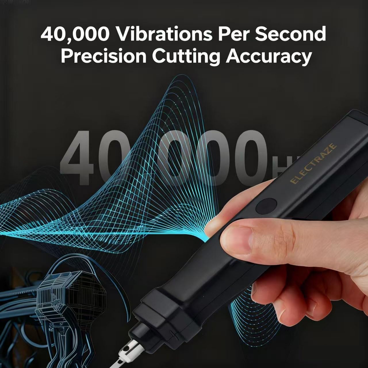 Coltello da taglio a ultrasuoni 40 kHz - Strumento di taglio e rettifica 2 in 1, 98 g, leggero, alimentato a innesto, include 50 lame. Ideale per tagliare modelli stampati in 3D in plastica e