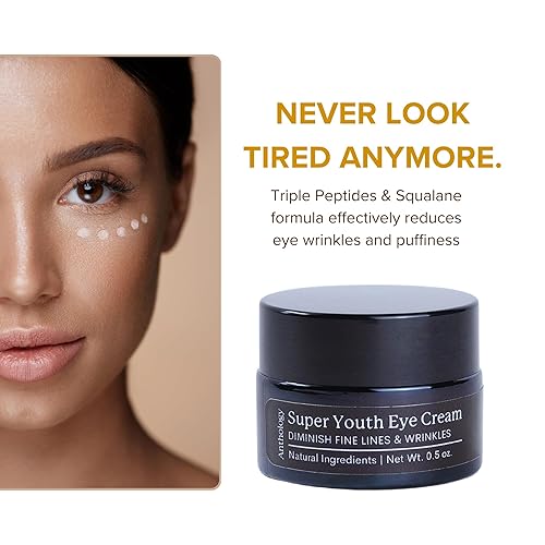 Miniatura 3 de ANTHOLOGY Super Youth Crema de ojos para arrugas y ojeras  Crema antienvejecimiento para debajo de los ojos con péptidos, aloe vera orgánico y