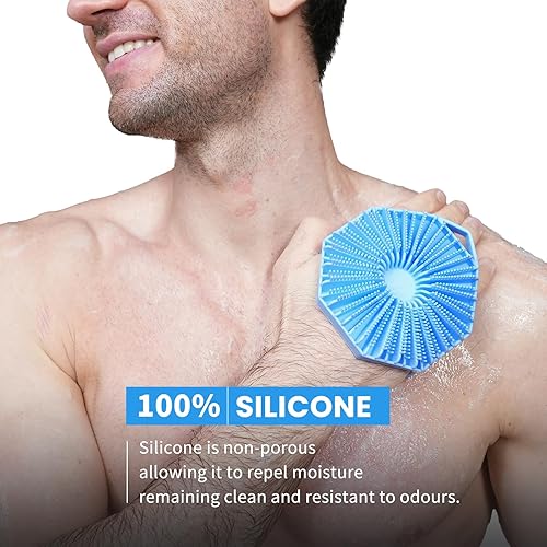 Miniatura 2 de iTokGoK Exfoliante corporal de silicona 2 en 1 con infusión de plata, diseño de doble cara, cepillo corporal de silicona exfoliante para pieles