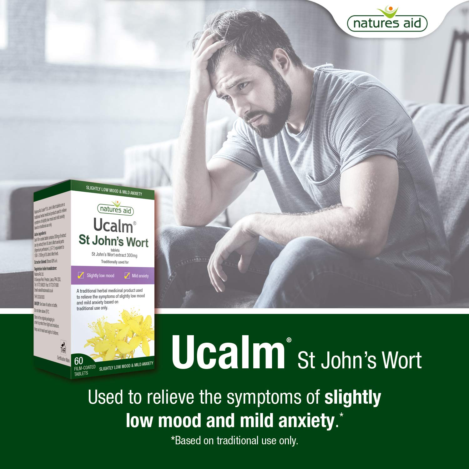 Natures Aid Ucalm St John's Wort, Relief of Symptoms of Slightly Low