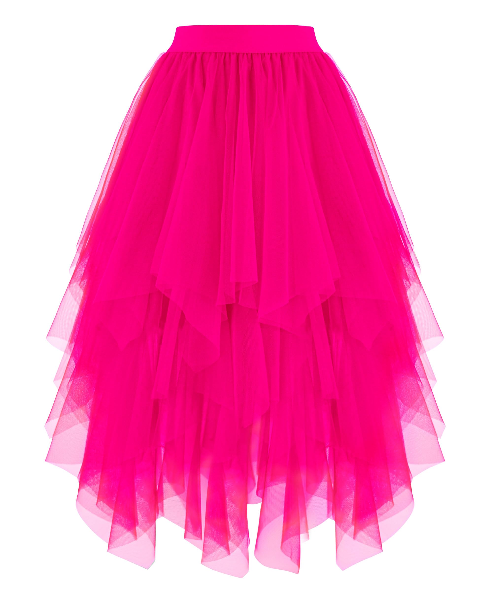 Dressever Damen Unregelmäßiger Tüllrock Mehrschichtiger Mesh Faltenrock A-Linie Hoher Taillierter Rock Ballett Tutu Abschlussball Party Karneval Party Rock
