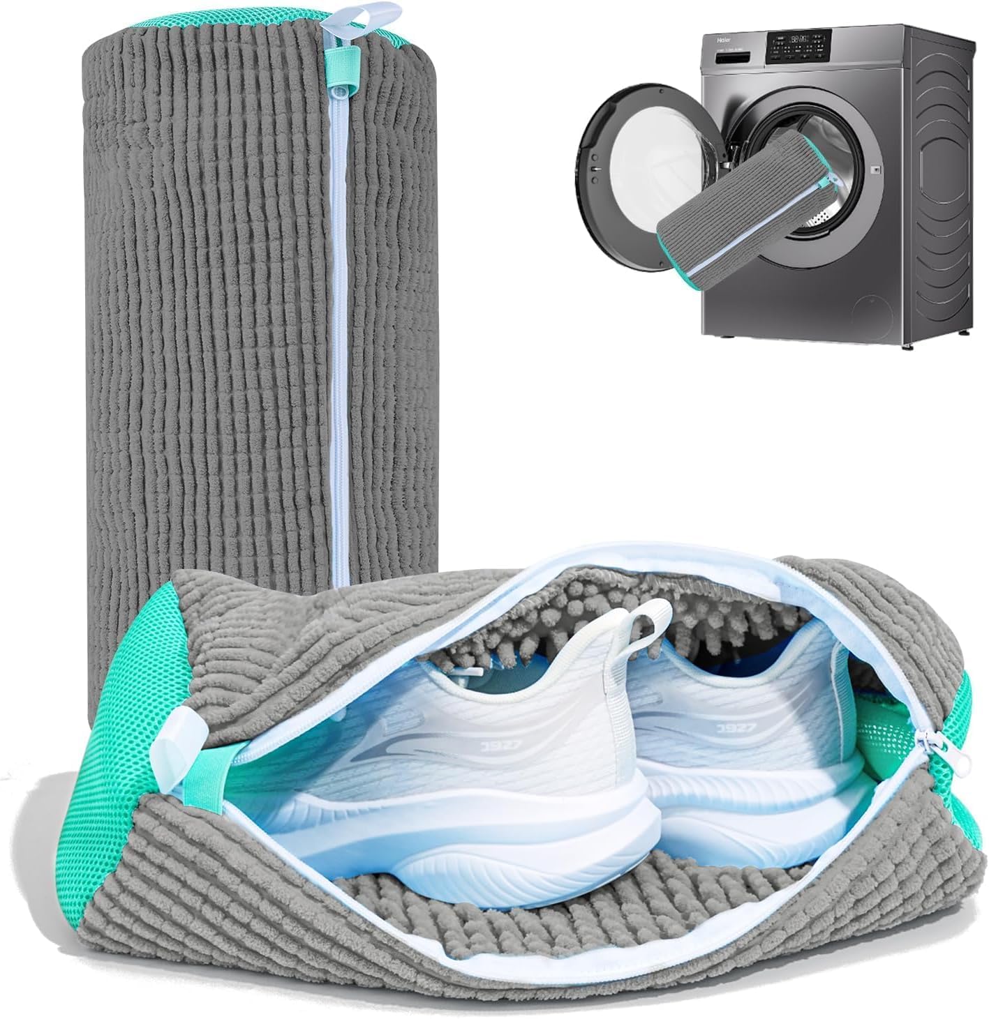Shoe Washing Machine Bag with Zipper, Reusable Plush Laundry Shoe Pouch for Washer & Dryer, Sneaker Cleaning Bag for Sports Shoes, Delicates, Toys & Travel Storage-image-11