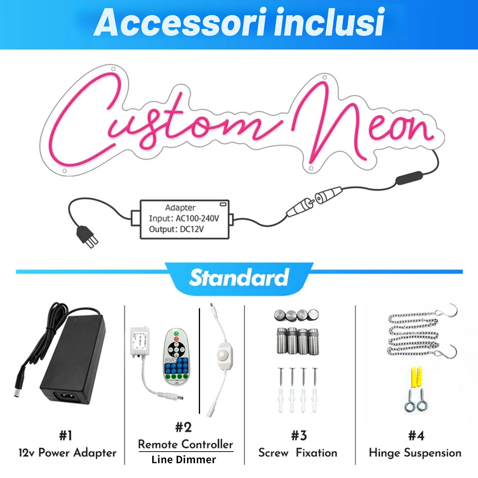 Aslanka Insegne luminose al neon, Scritta Neon Led Personalizzabile, Insegna Luminosa Nome Neon Personalizzata Decorazione da Parete, Bar, Camera da Letto, Matrimonio, Compleanno, Casa, Salone,Regalo