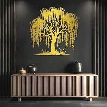 Metal Willow Tree Wall Art,Willow Trees Metal Wall Decor,Tree Wall Art for Living Room,Bedroom,Bathroom,OfficeGold,28"W x 28"H / 70x70cm