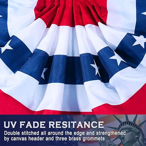 Miniatura 6 de Bandera abanico plisada de EE. UU., decorativa, bandera patriótica medio abanico ccabecera lona y ojales latón, decorado interno, externo 4 de